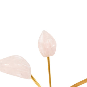 Beija-flor | Esculpido em Quartzo Rosa Flor Lisiantos em Quartzo Rosa Base em Quartzo Rosa