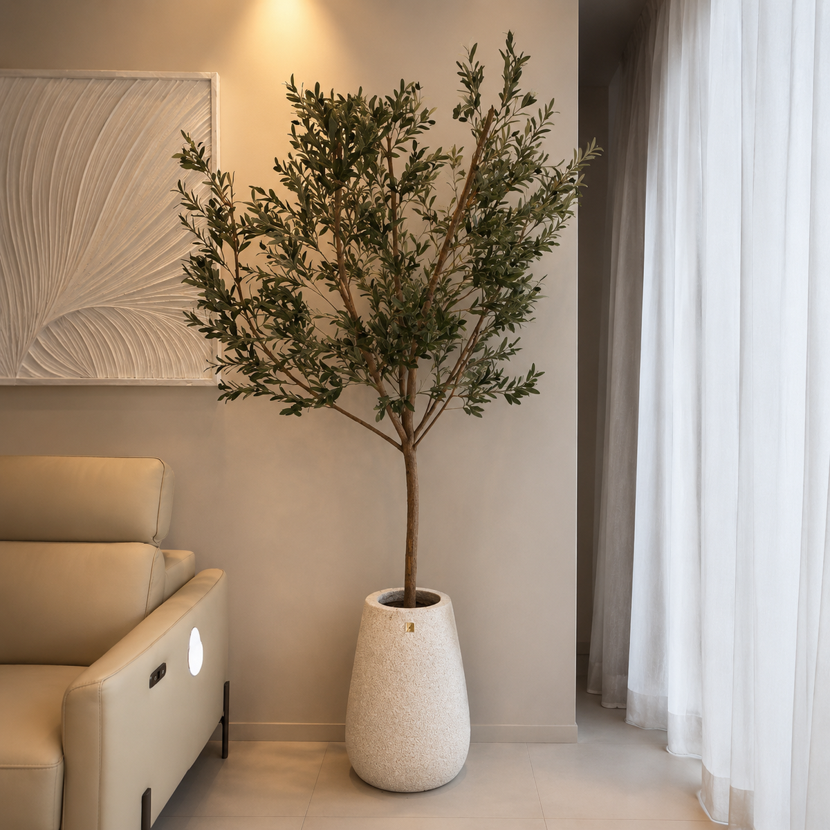 Árvore Oliveira Artificial Realista 2,20 m com Vaso Decorativo