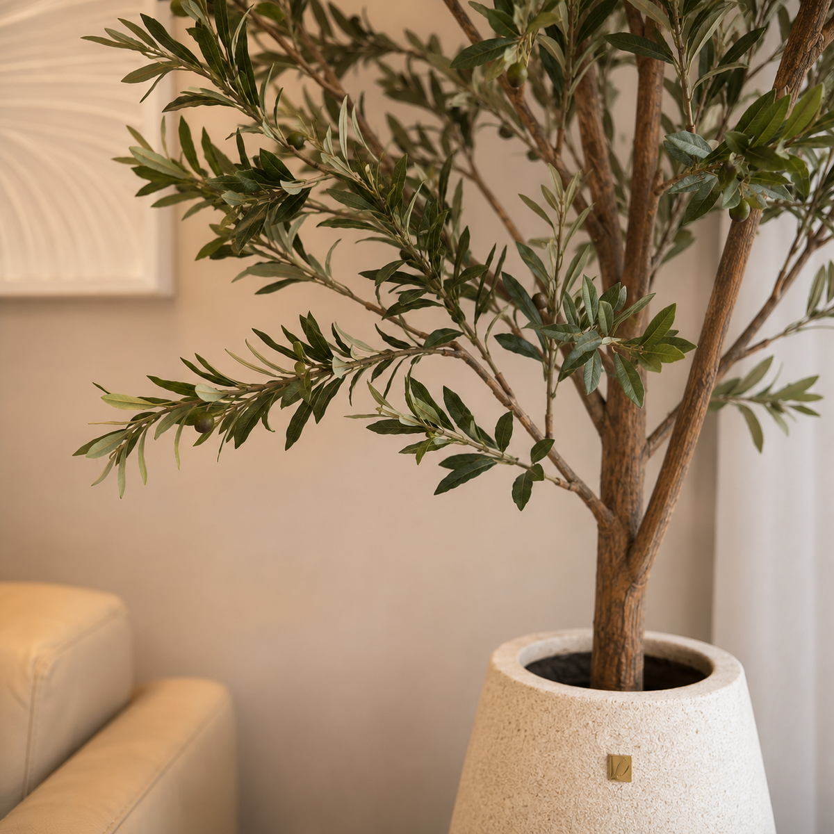 Árvore Oliveira Artificial Realista 2,20 m com Vaso Decorativo