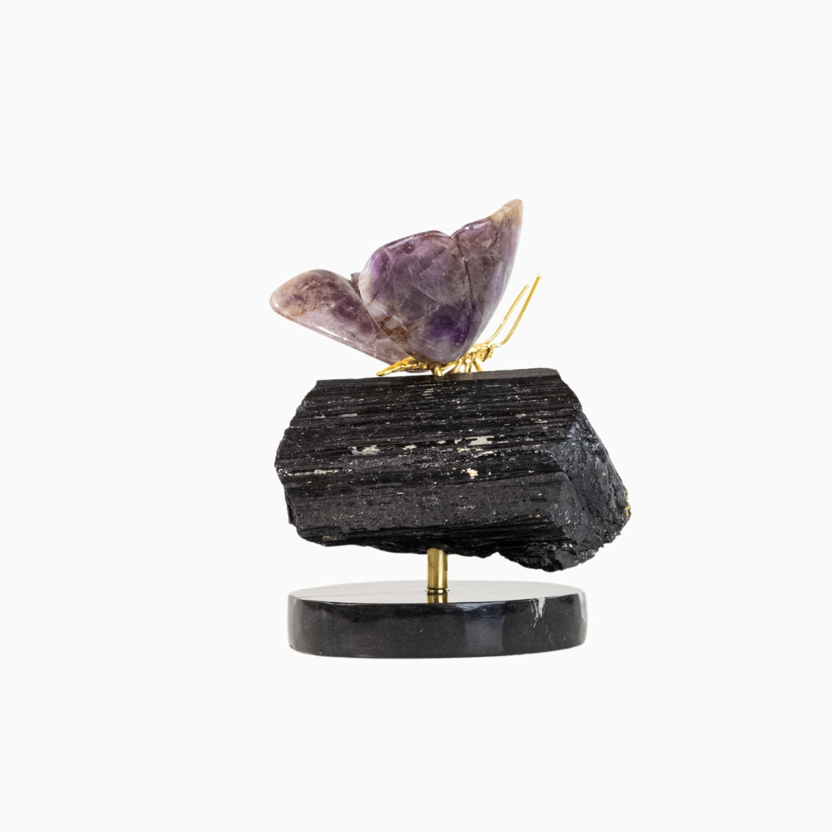 Borboleta |  Esculpida em Super Seven na Base de Turmalina Negra 1,654 kg