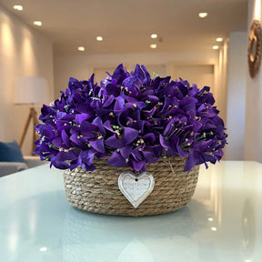 Bougainvilles Violleta com vaso em Vime Natura | Centro de mesa