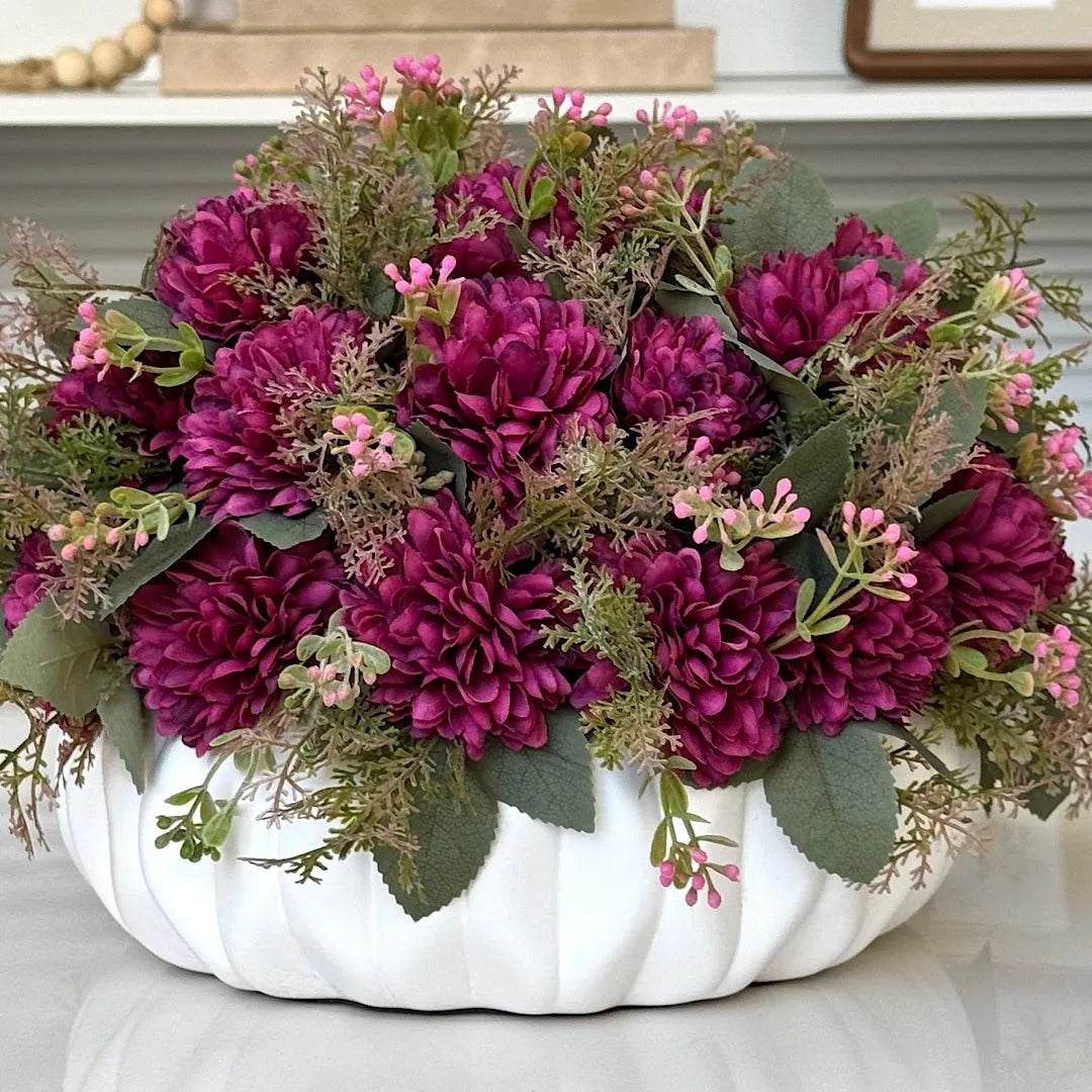 Dálias Pom Pom Marsala | Centro de Mesa