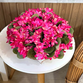 Flores do Campo Rosa Pink com cesto em Vime Natural | Centro de mesa