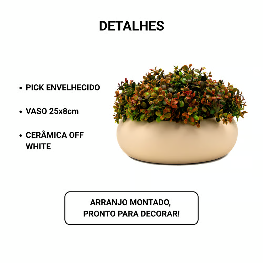 Arranjo Marrocos - Envelhecido Vaso Cerâmica Off White