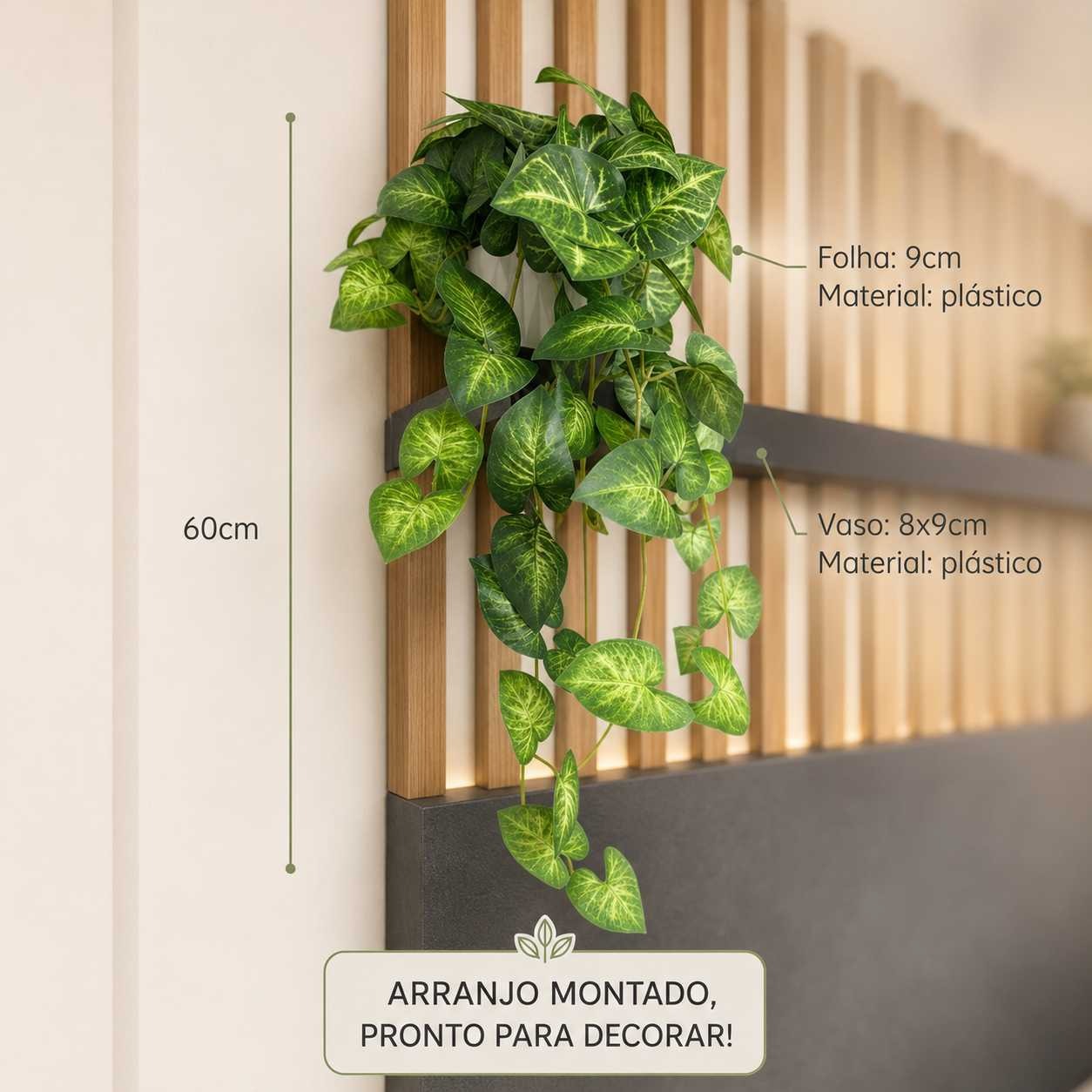 Pendente Verde Folhagens Realista 60cm - Moscou