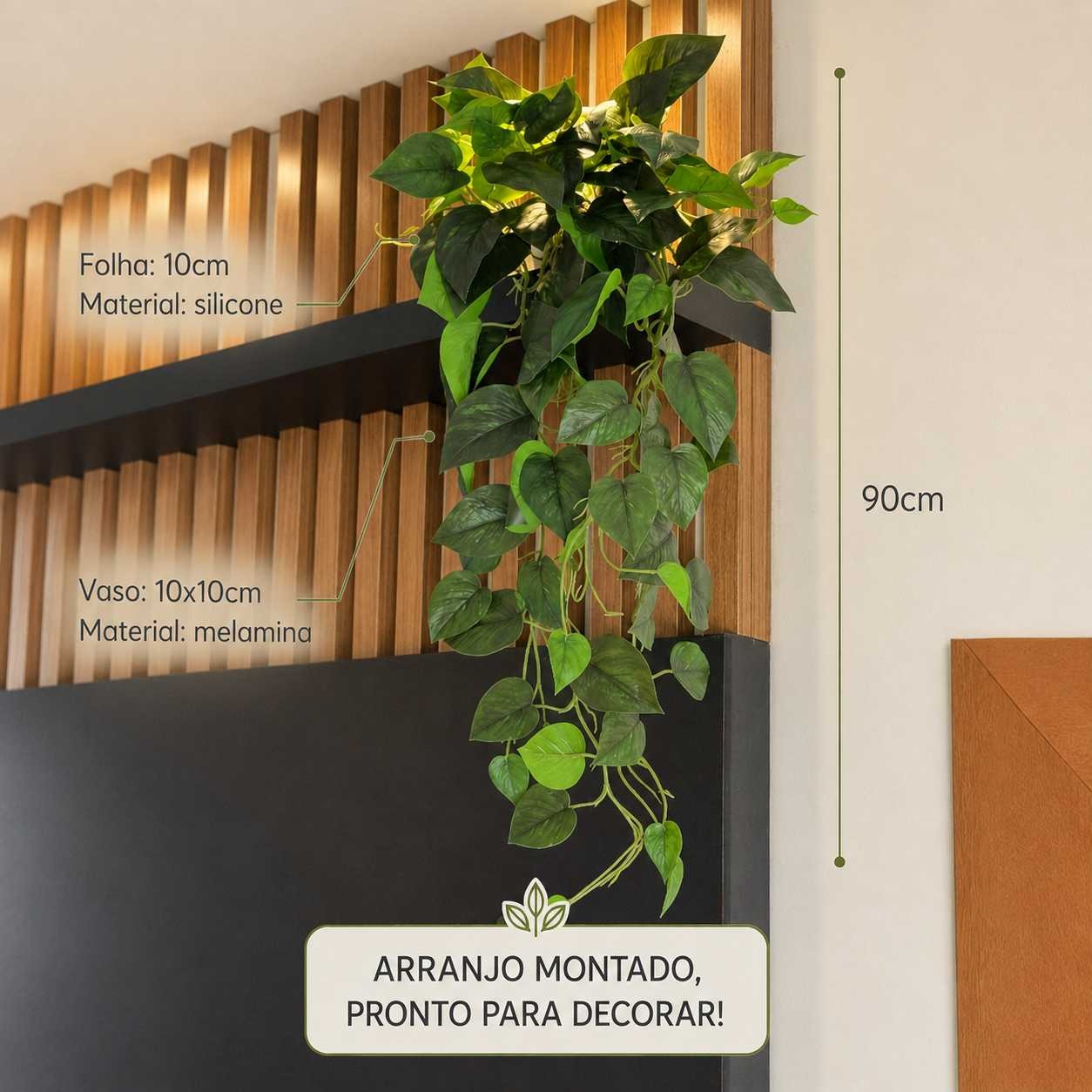 Pendente Verde Folhagens Realista 90cm - Aspen